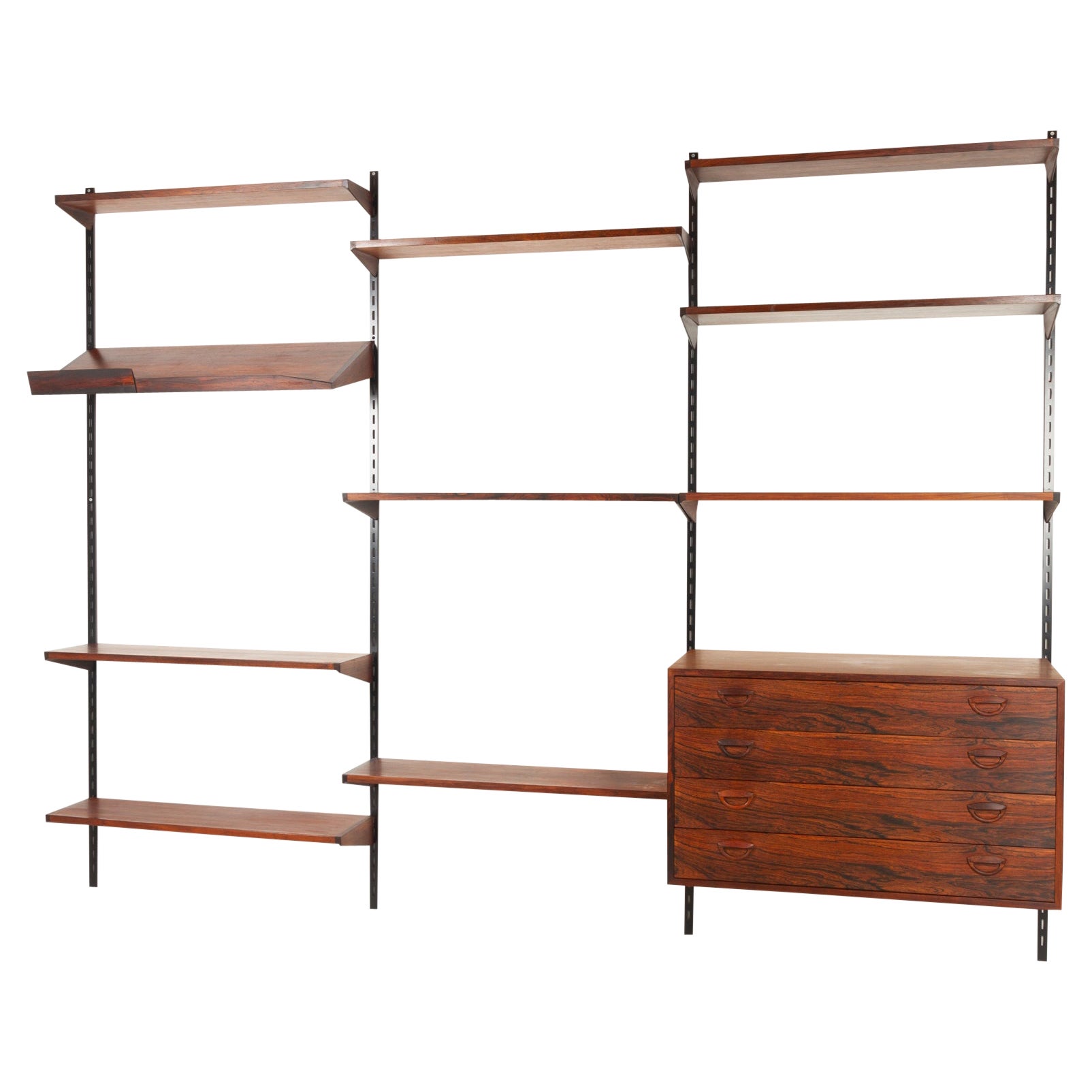 Vintage Danish Modular Rosewood Wall Unit by Kai Kristiansen for FM 1960s