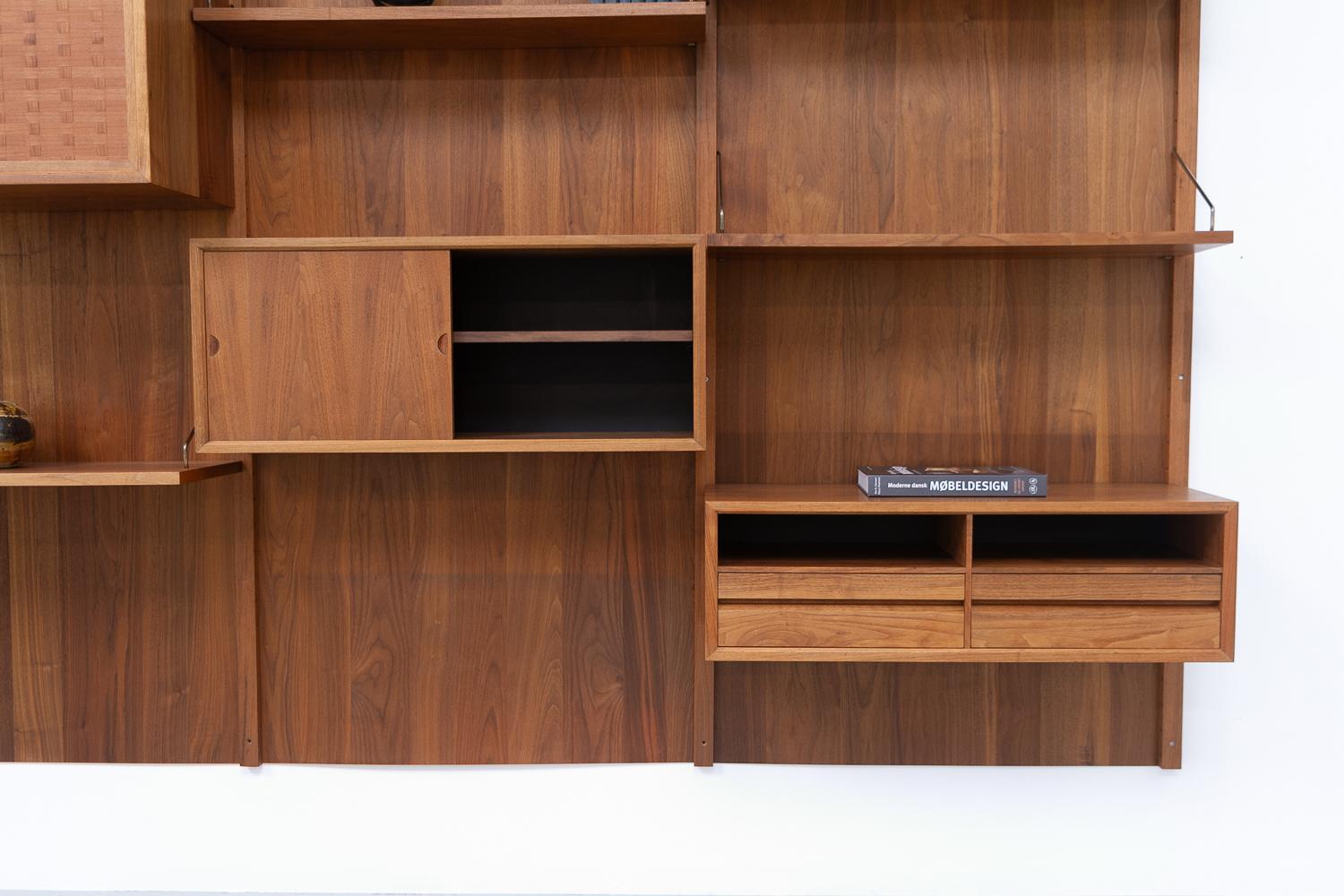Vintage Danish Modular Walnut Wall Unit by Poul Cadovius for Cado, 1960s. 9