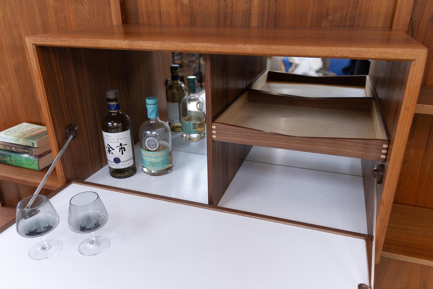Vintage Danish Modular Walnut Wall Unit by Poul Cadovius for Cado, 1960s. 11