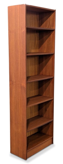 Vintage Danish Narrow Tall Teak Bookcase - 112270