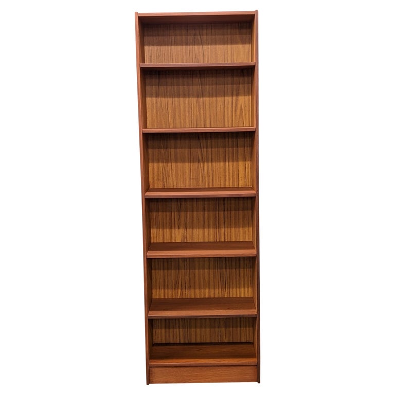 Vintage Danish Narrow Tall Teak Bookcase 112270 For Sale at 1stDibs
