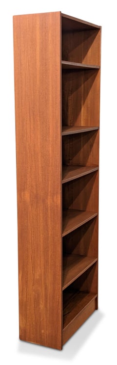 Vintage Danish Narrow Tall Teak Bookcase, 112271