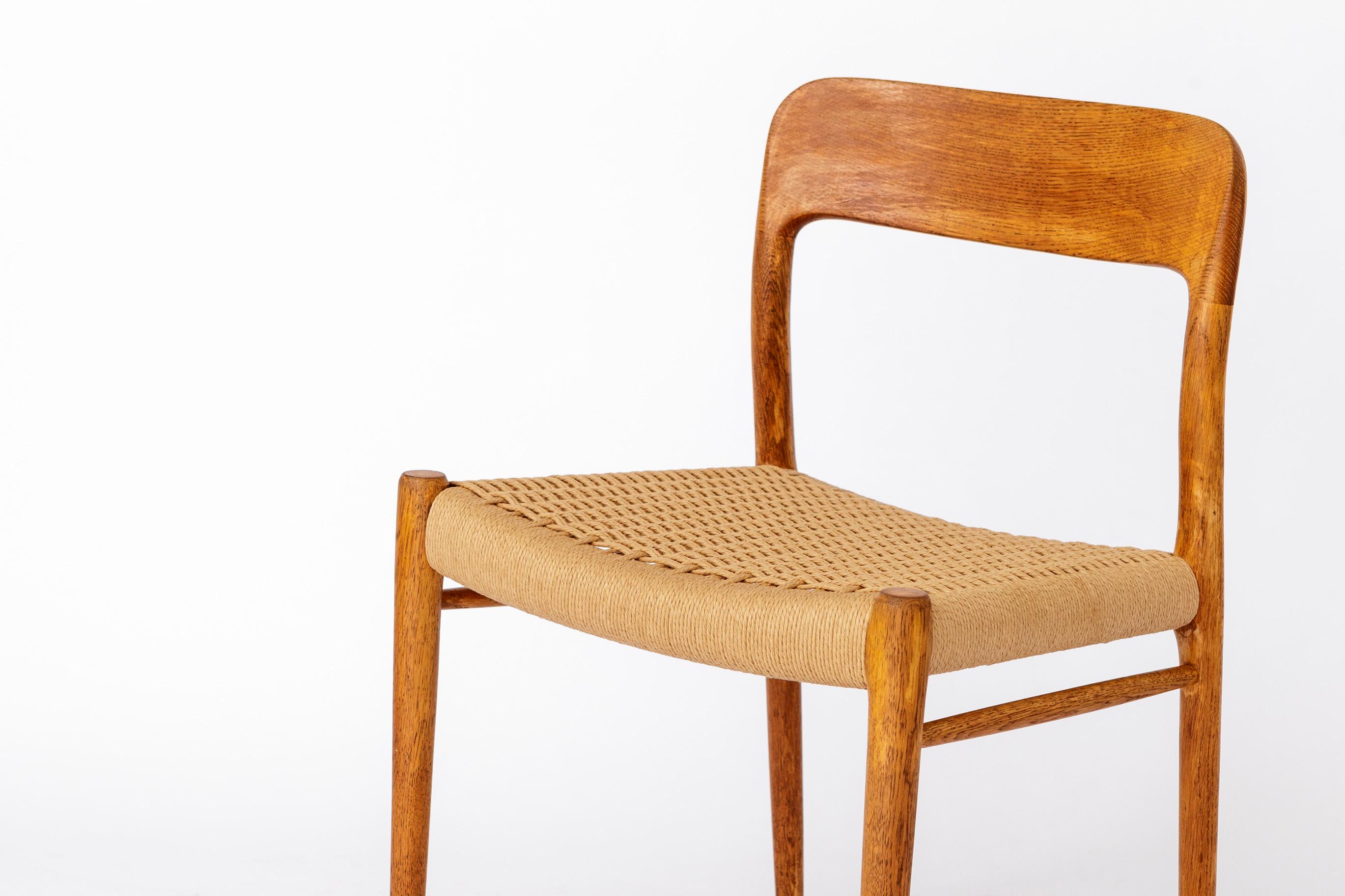 Poli Chaise vintage danoise Niels Moller No. 75 - 1950s Oak, Mid-Century Modern Design