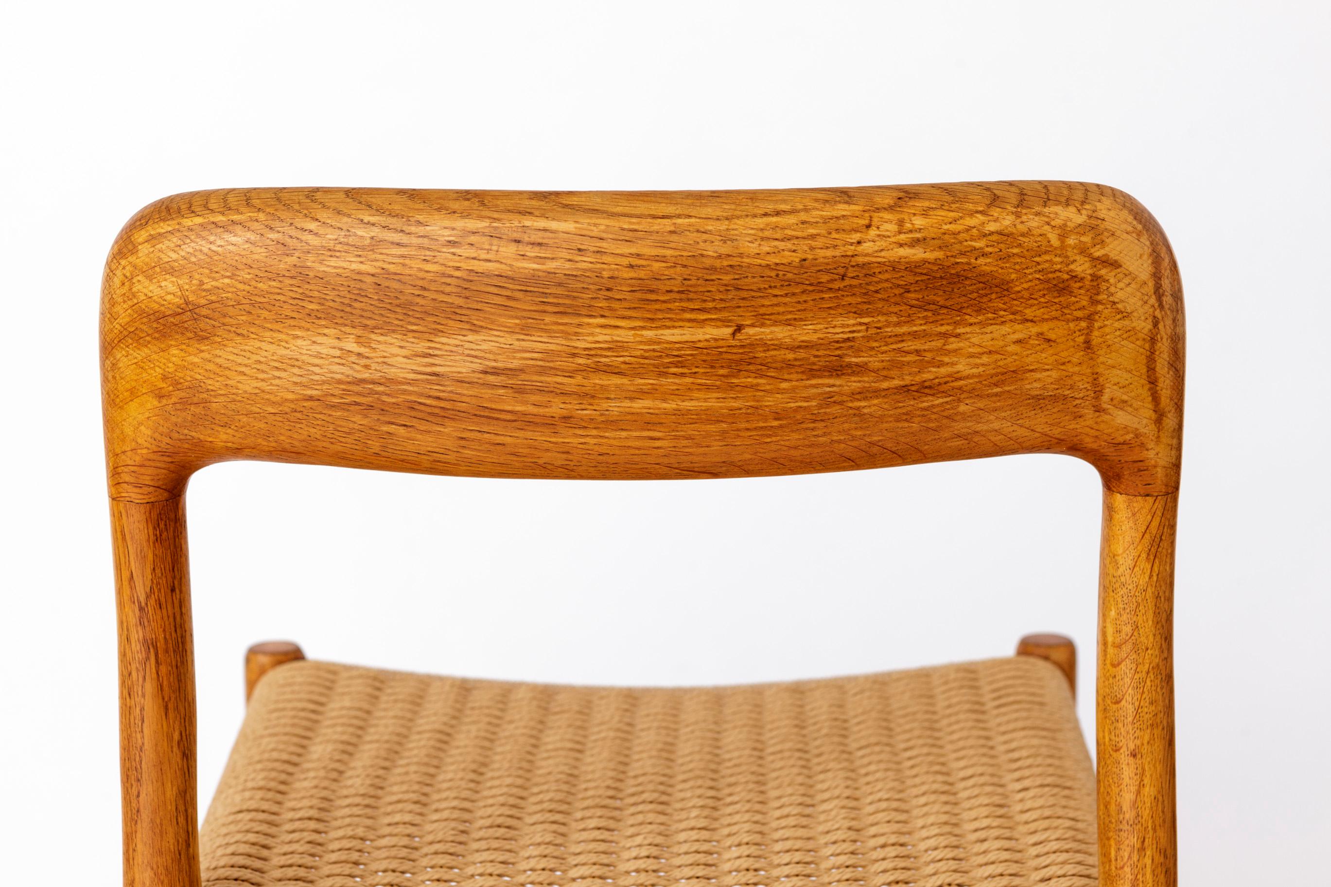 Milieu du XXe siècle Chaise vintage danoise Niels Moller No. 75 - 1950s Oak, Mid-Century Modern Design
