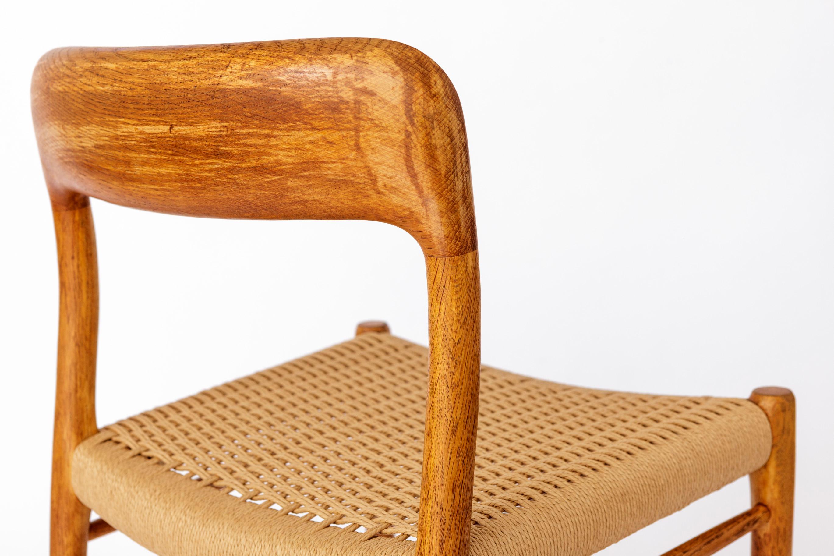 Teck Chaise vintage danoise Niels Moller No. 75 - 1950s Oak, Mid-Century Modern Design