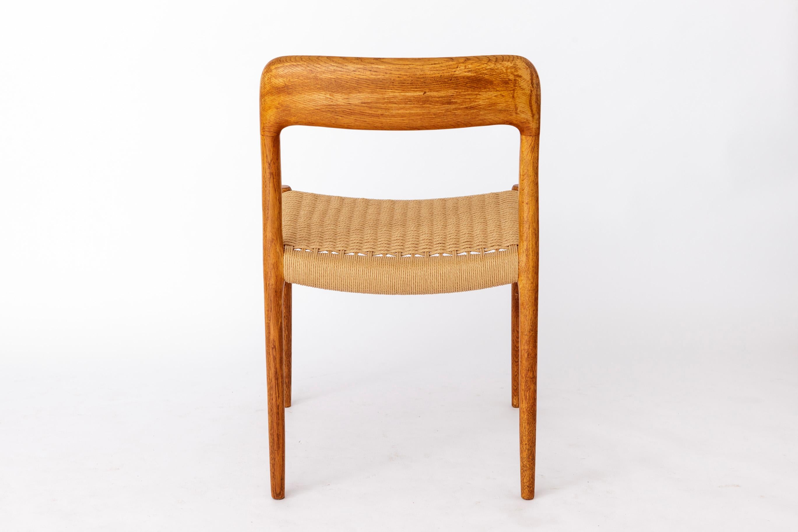 Chaise vintage danoise Niels Moller No. 75 - 1950s Oak, Mid-Century Modern Design 1