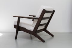 Vintage Danish Oak and Bouclé Lounge Chair GE290 by Hans J. Wegner, 1960s