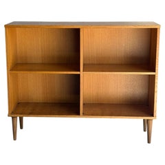 Vintage Danish Oak Bookcase Scandinavian Modern Open Shelf Display Cabinet