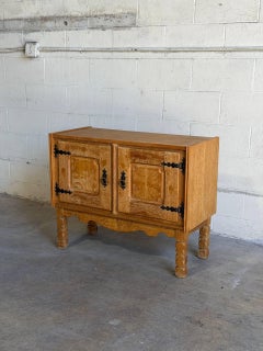 Vintage Danish Oak Cabinet by Henning Kjærnulf Scandinavian Rustic Sideboard