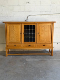 Vintage Danish Oak Cabinet by Stilmobler 1970s Display Sideboard