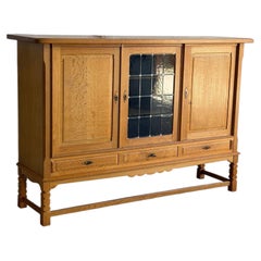 Vintage Danish Oak Cabinet by Stilmobler 1970s Display Sideboard