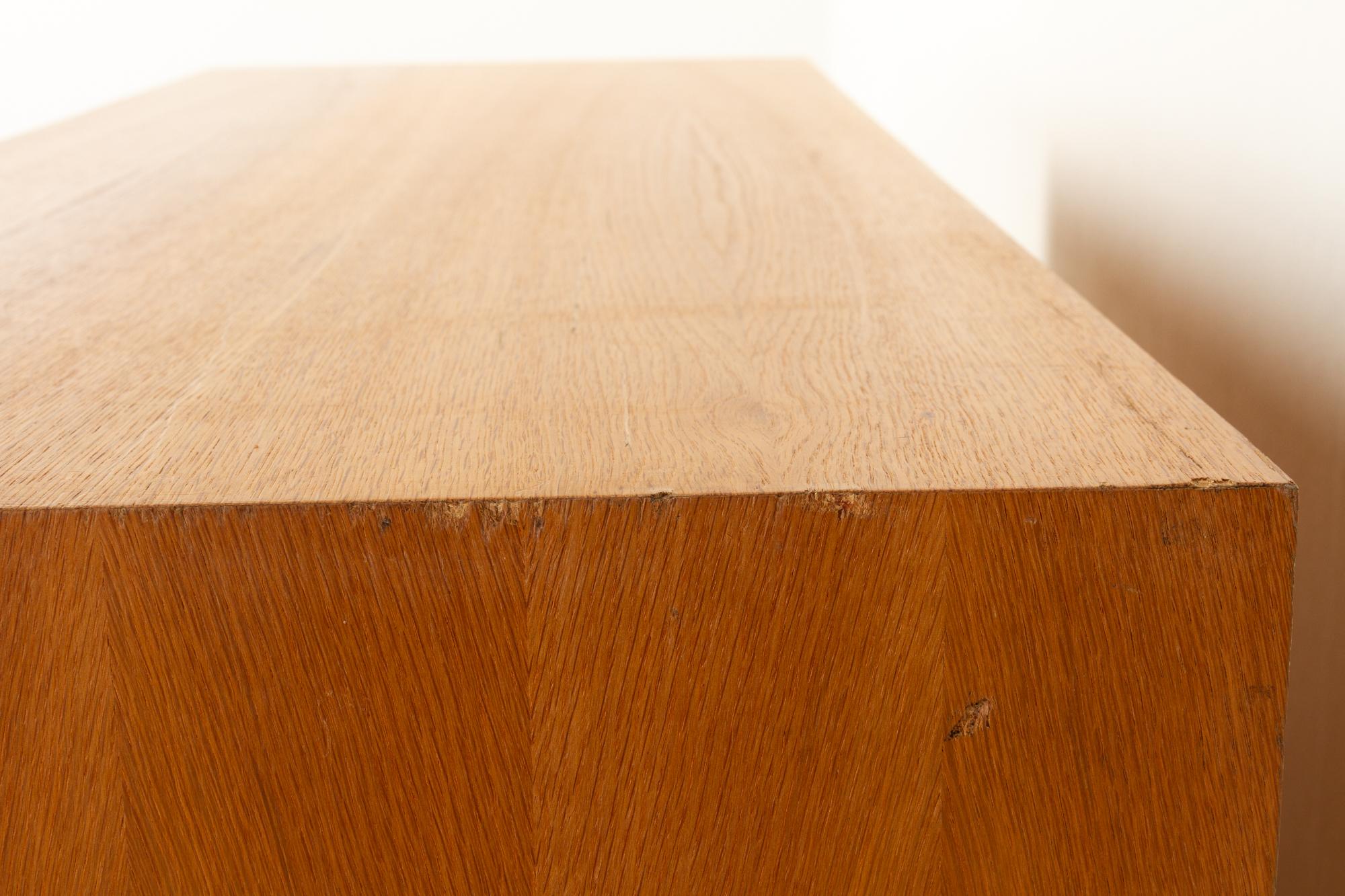 Vintage Danish Oak Cabinet with Tambour Doors, 1950s 9