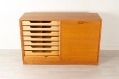 Vintage Danish Oak Cabinet with Tambour Doors, 1950s