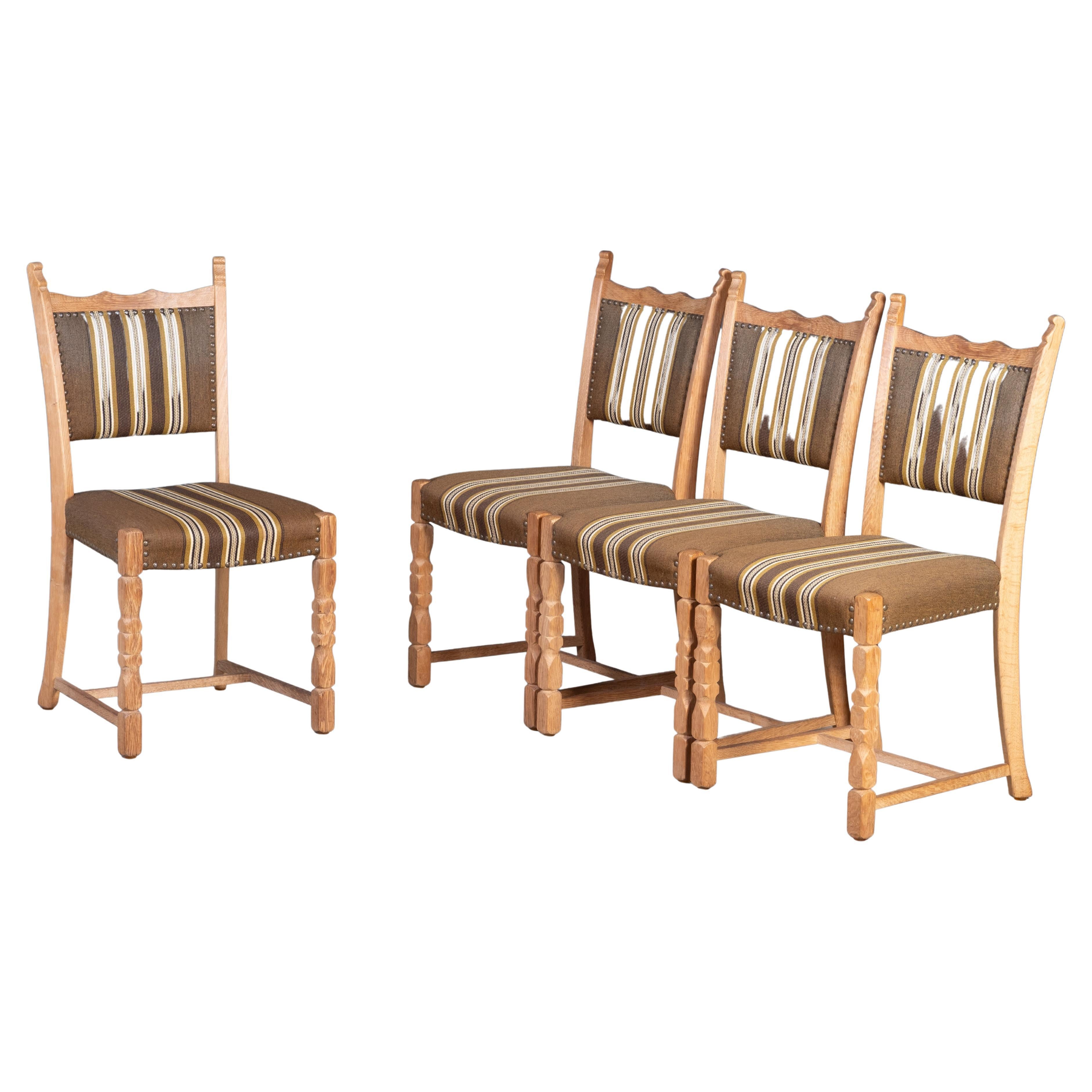 Vintage Danish Oak Chairs, 1960s, Set Of 4