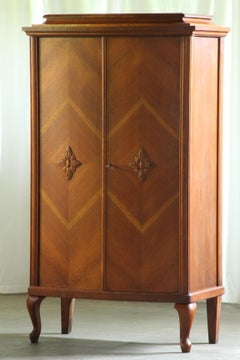 Vintage Danish Oak Closet Linen Wardrobe 1940s Cabinet