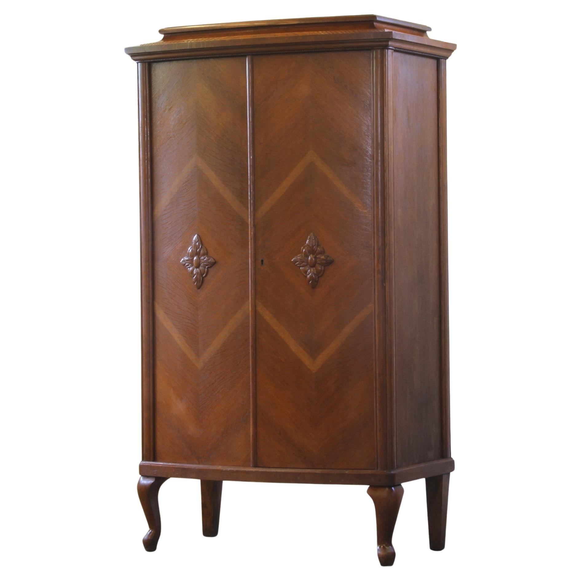 Vintage Danish Oak Closet Linen Wardrobe 1940s Cabinet