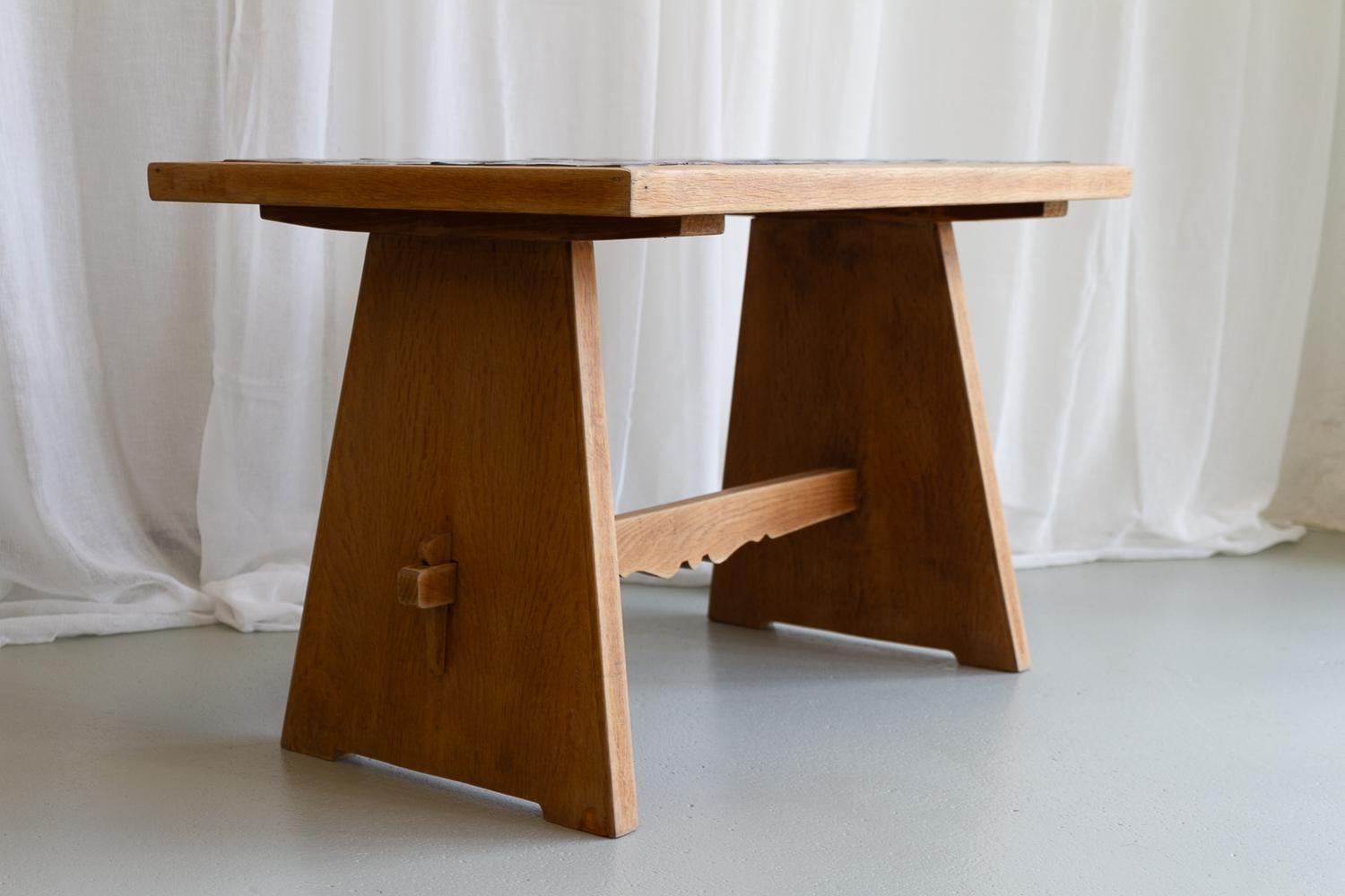 Ceramic Vintage Danish Oak Coffee Table Attributed to Tue Poulsen, 1960s. For Sale