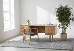 Vintage Danish Oak Desk by Henning Jensen & Torben Valeur for Dyrlund, 1960s