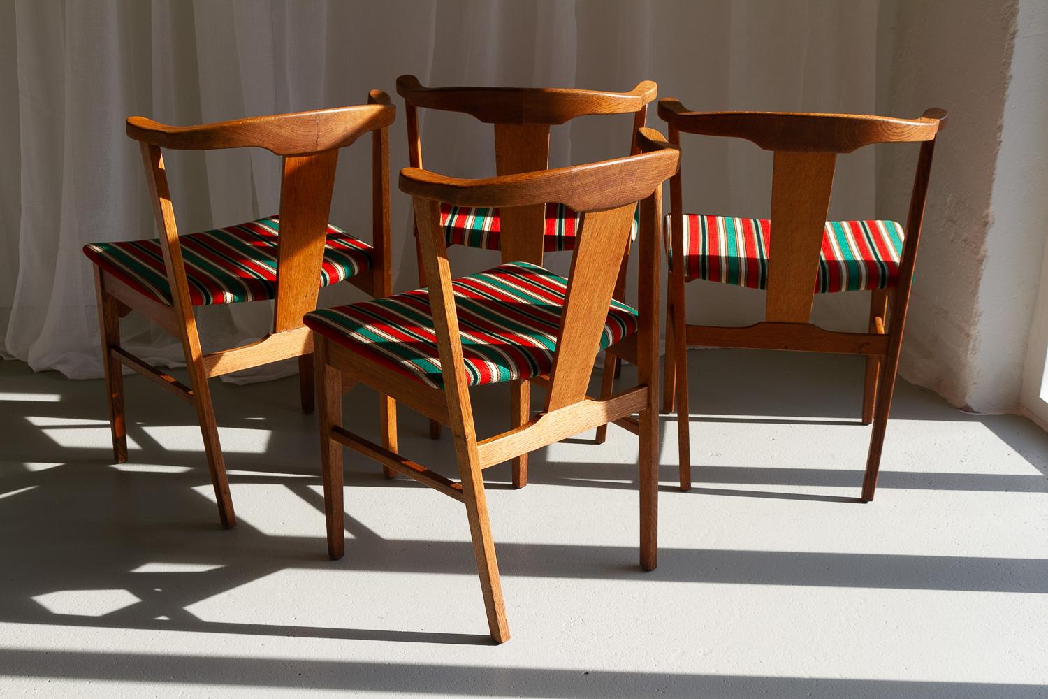 Vintage Danish Oak Dining Chairs by Kjærnulf, 1960s. Set of 4. For Sale 5
