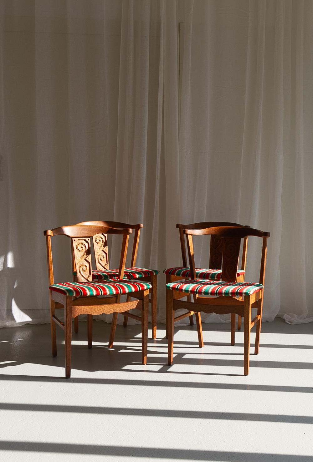 Vintage Danish Oak Dining Chairs von Kjærnulf, 1960er Jahre. Satz von 4. im Angebot 4