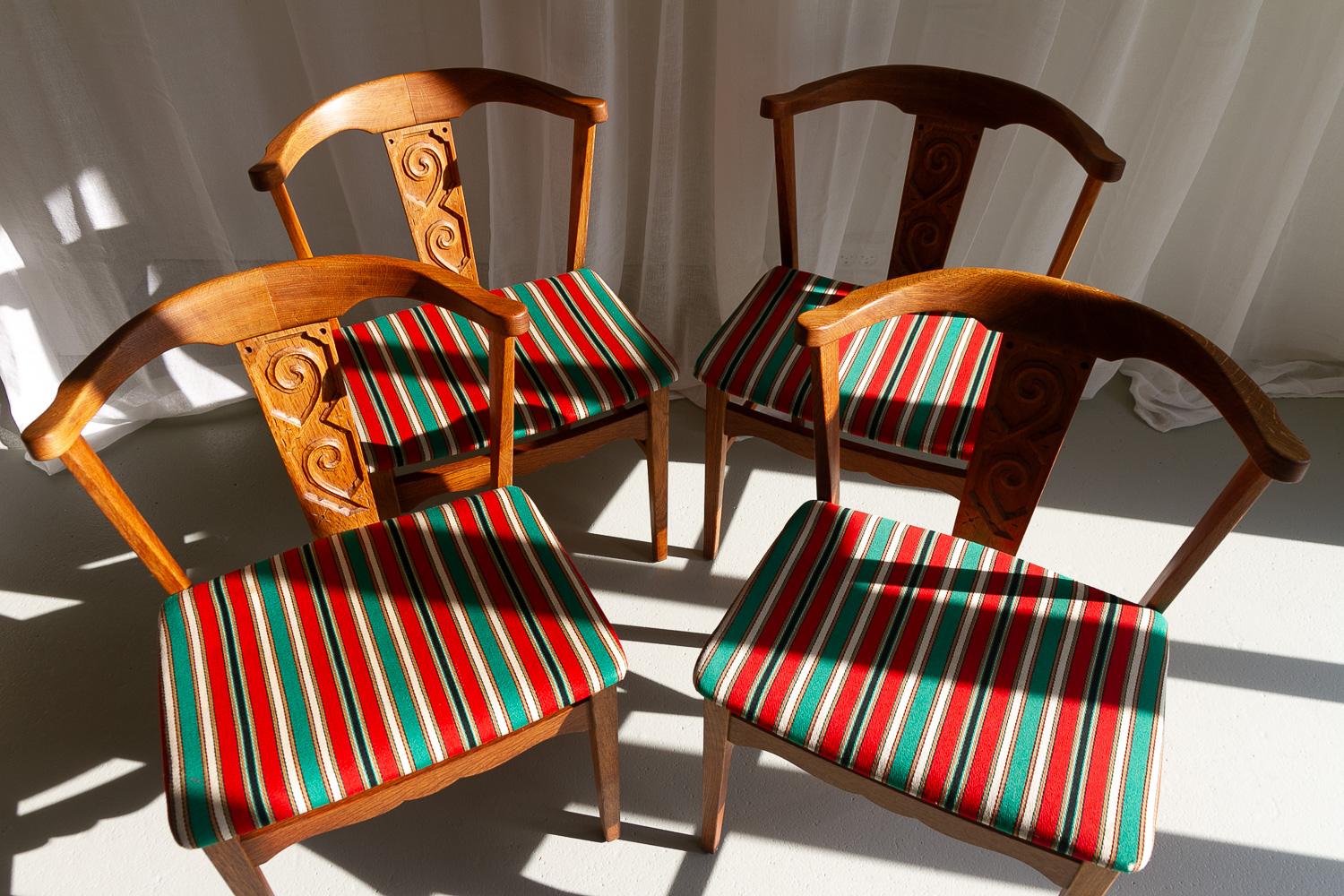 Vintage Danish Oak Dining Chairs von Kjærnulf, 1960er Jahre. Satz von 4. im Angebot 5