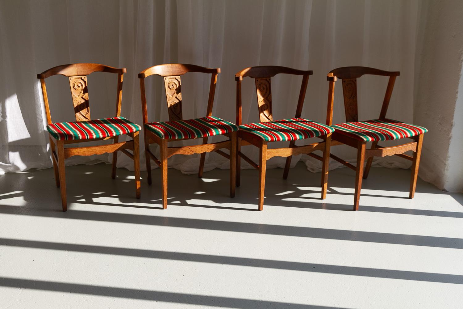 Vintage Danish Oak Dining Chairs von Kjærnulf, 1960er Jahre. Satz von 4. im Angebot 8