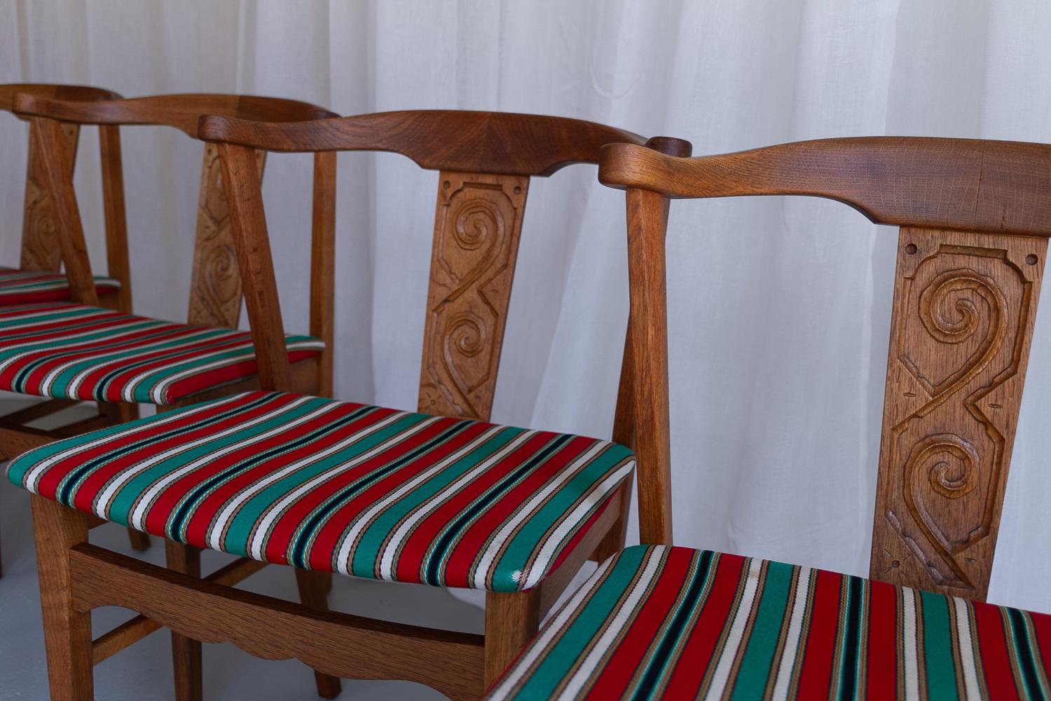 Vintage Danish Oak Dining Chairs von Kjærnulf, 1960er Jahre. Satz von 4. im Angebot 12