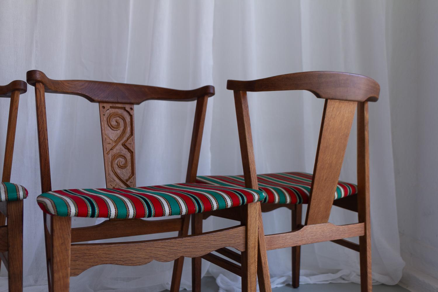 Vintage Danish Oak Dining Chairs by Kjærnulf, 1960s. Set of 4. For Sale 15