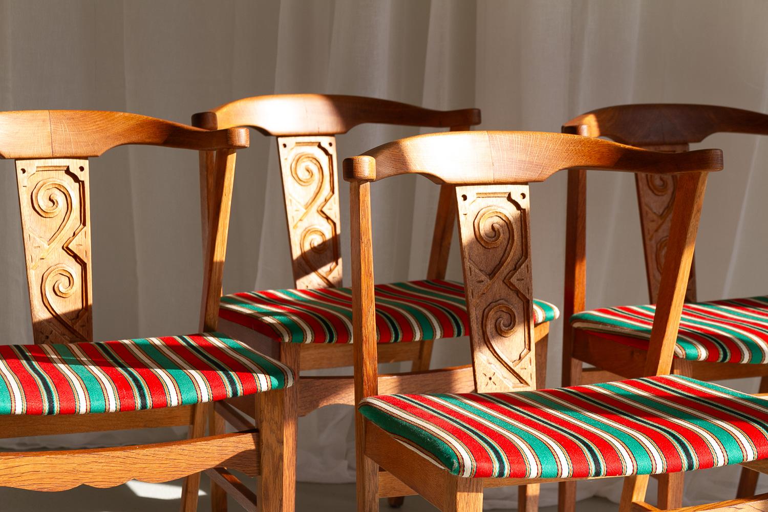 Vintage Danish Oak Dining Chairs von Kjærnulf, 1960er Jahre. Satz von 4. (Mitte des 20. Jahrhunderts) im Angebot
