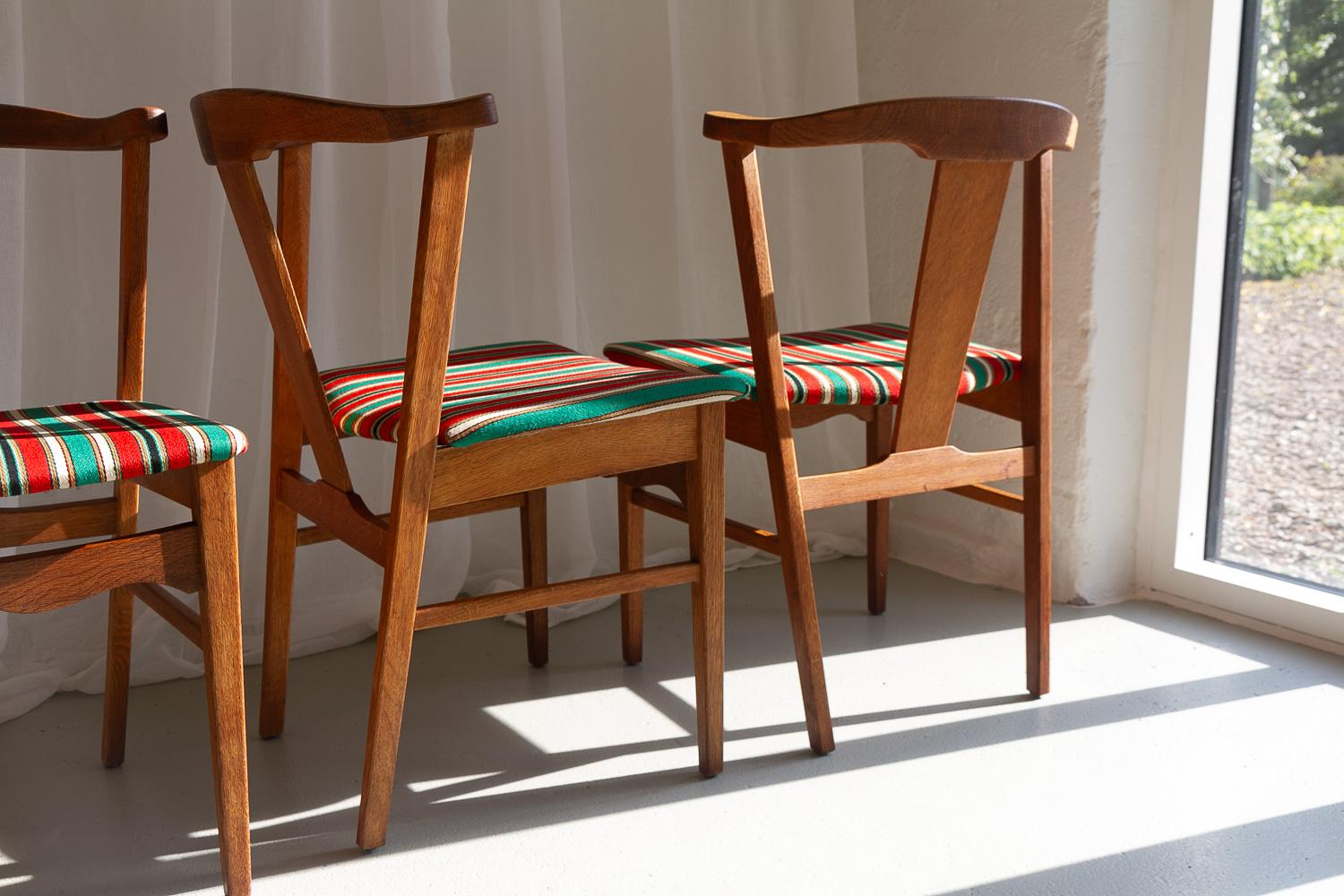 Vintage Danish Oak Dining Chairs von Kjærnulf, 1960er Jahre. Satz von 4. im Angebot 1