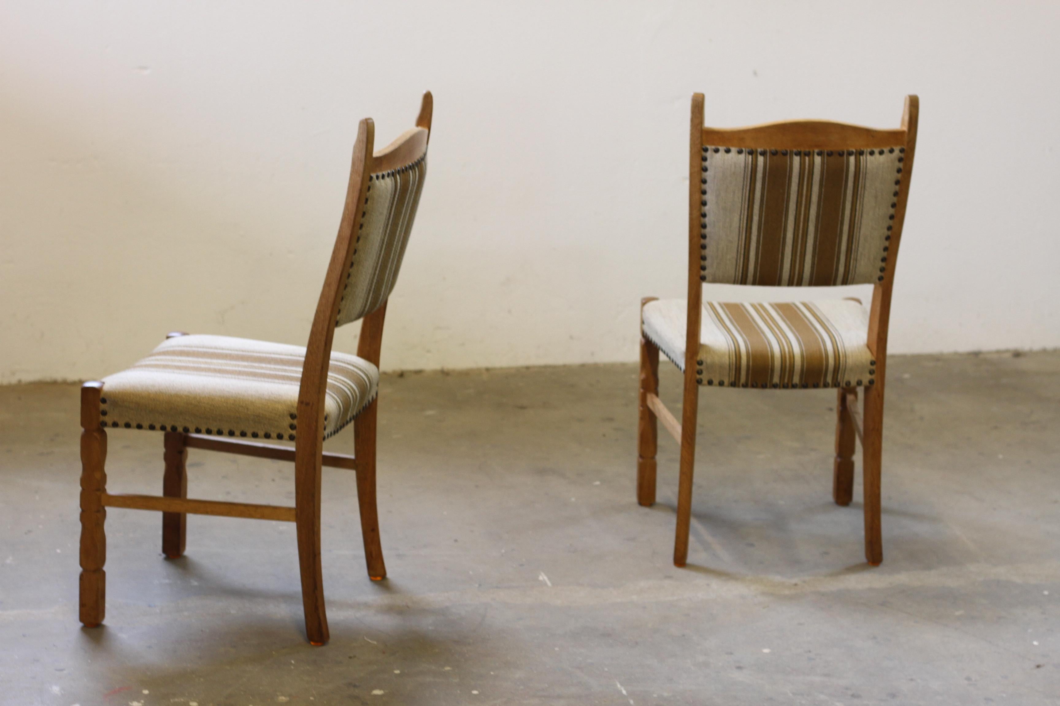 Vintage Danish Oak Dining Chairs style of Henning Kjærnulf, 1960s For Sale 8