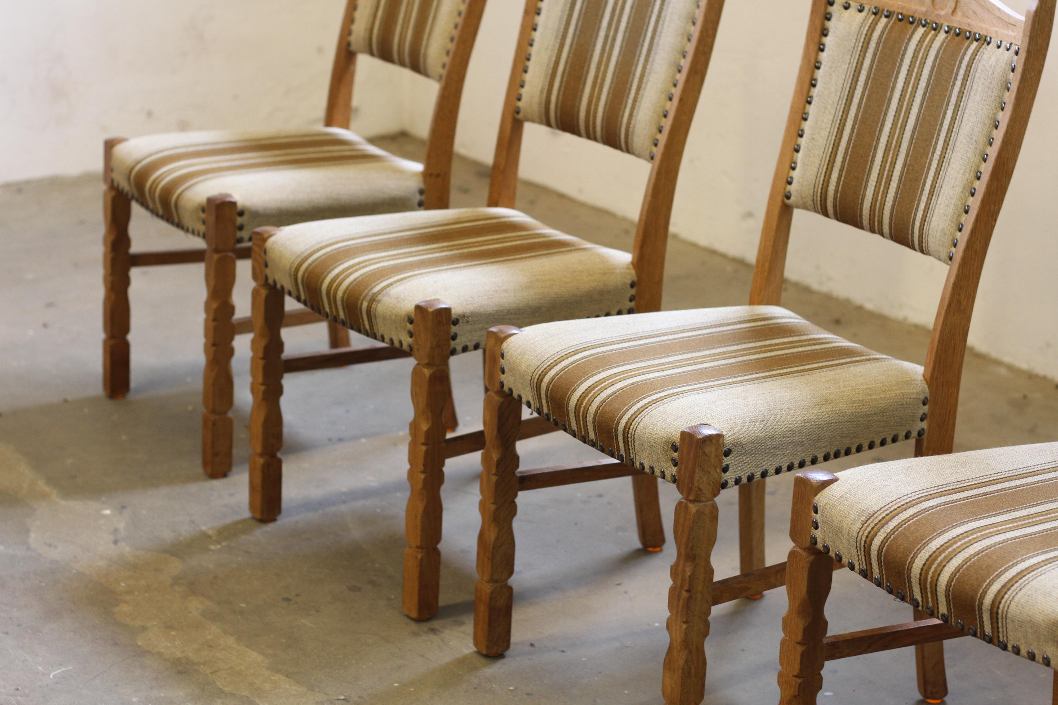 Mid-20th Century Vintage Danish Oak Dining Chairs style of Henning Kjærnulf, 1960s For Sale