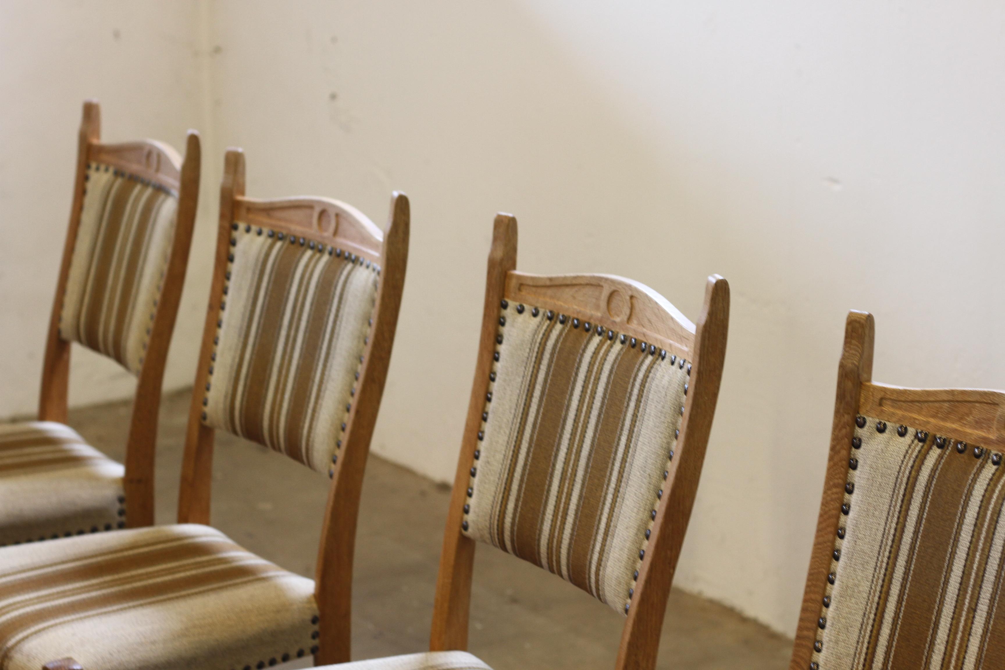 Vintage Danish Oak Dining Chairs style of Henning Kjærnulf, 1960s For Sale 1