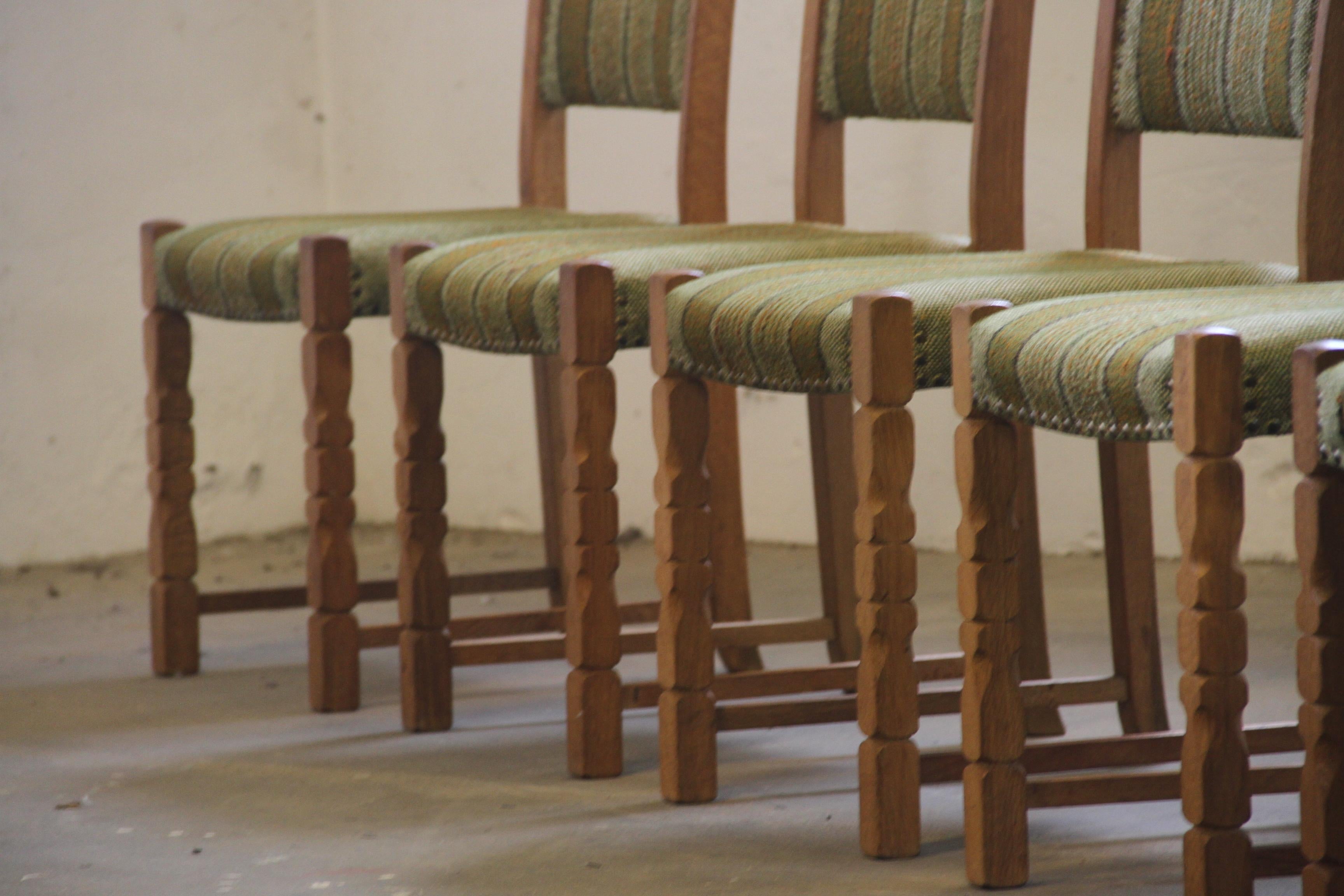 Sedie da pranzo danesi d'epoca in Oak, stile Henning Kjærnulf, anni '60, Set di 6 In condizioni buone in vendita a Store Heddinge, DK