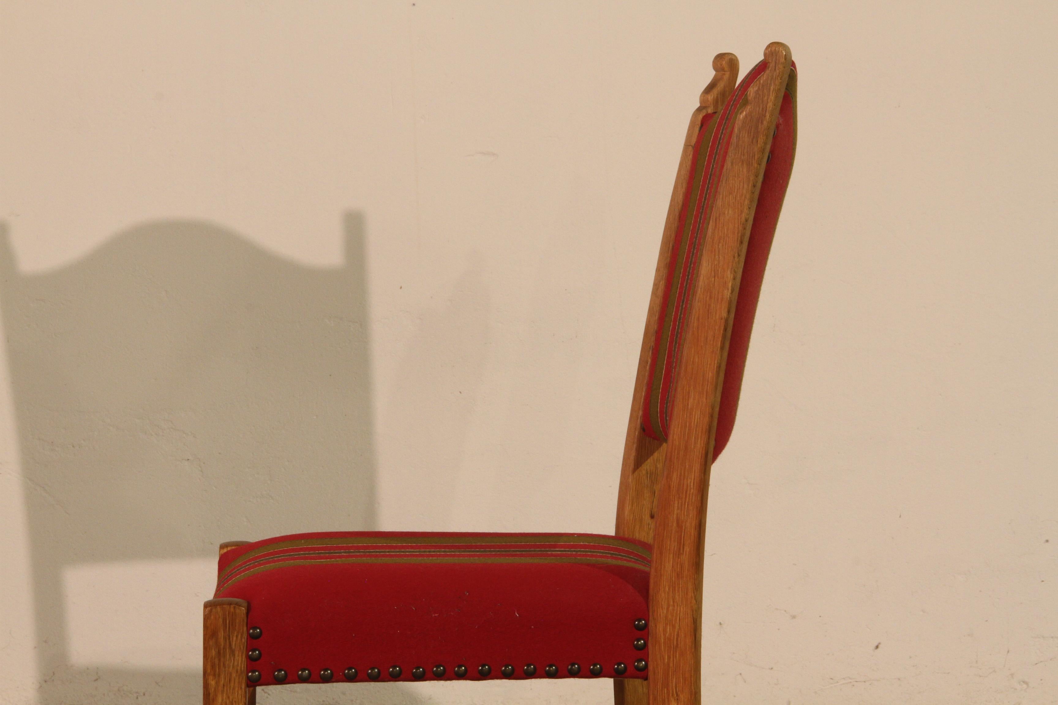 Vintage Danish Oak Dining Chairs x 9 in style of Henning Kjærnulf For Sale 4