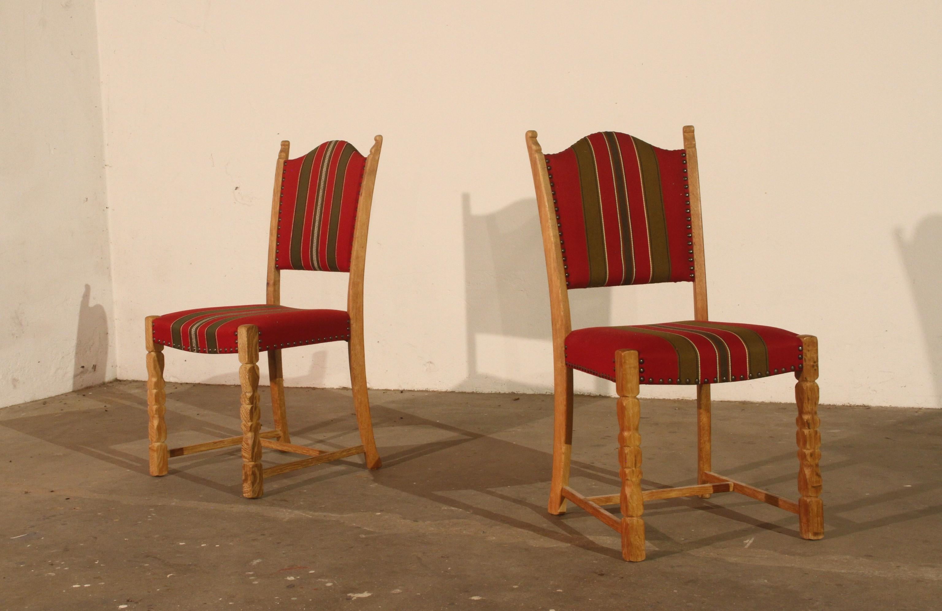 Vintage Danish Oak Dining Chairs x 9 in style of Henning Kjærnulf For Sale 7
