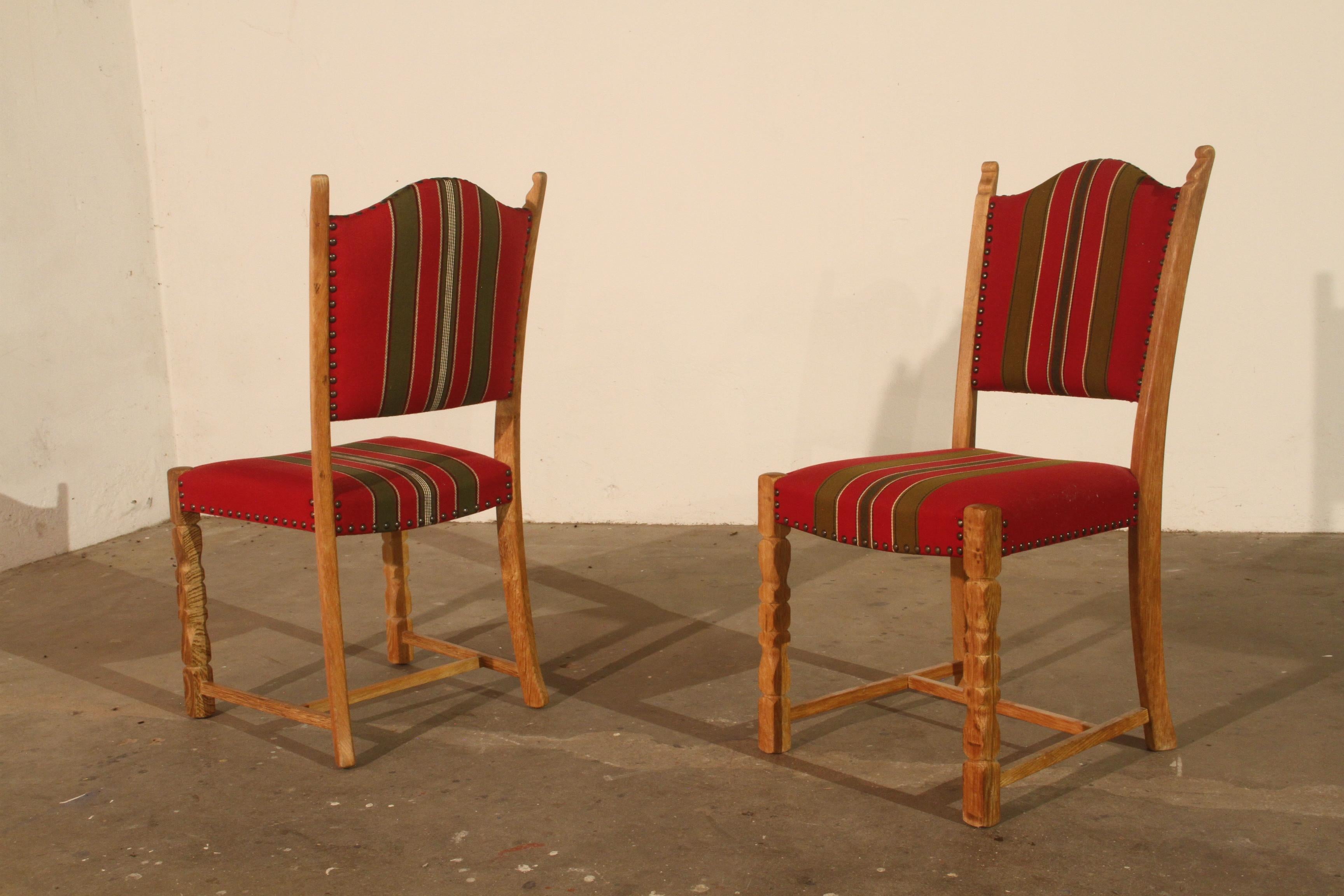 Vintage Danish Oak Dining Chairs x 9 in style of Henning Kjærnulf For Sale 10