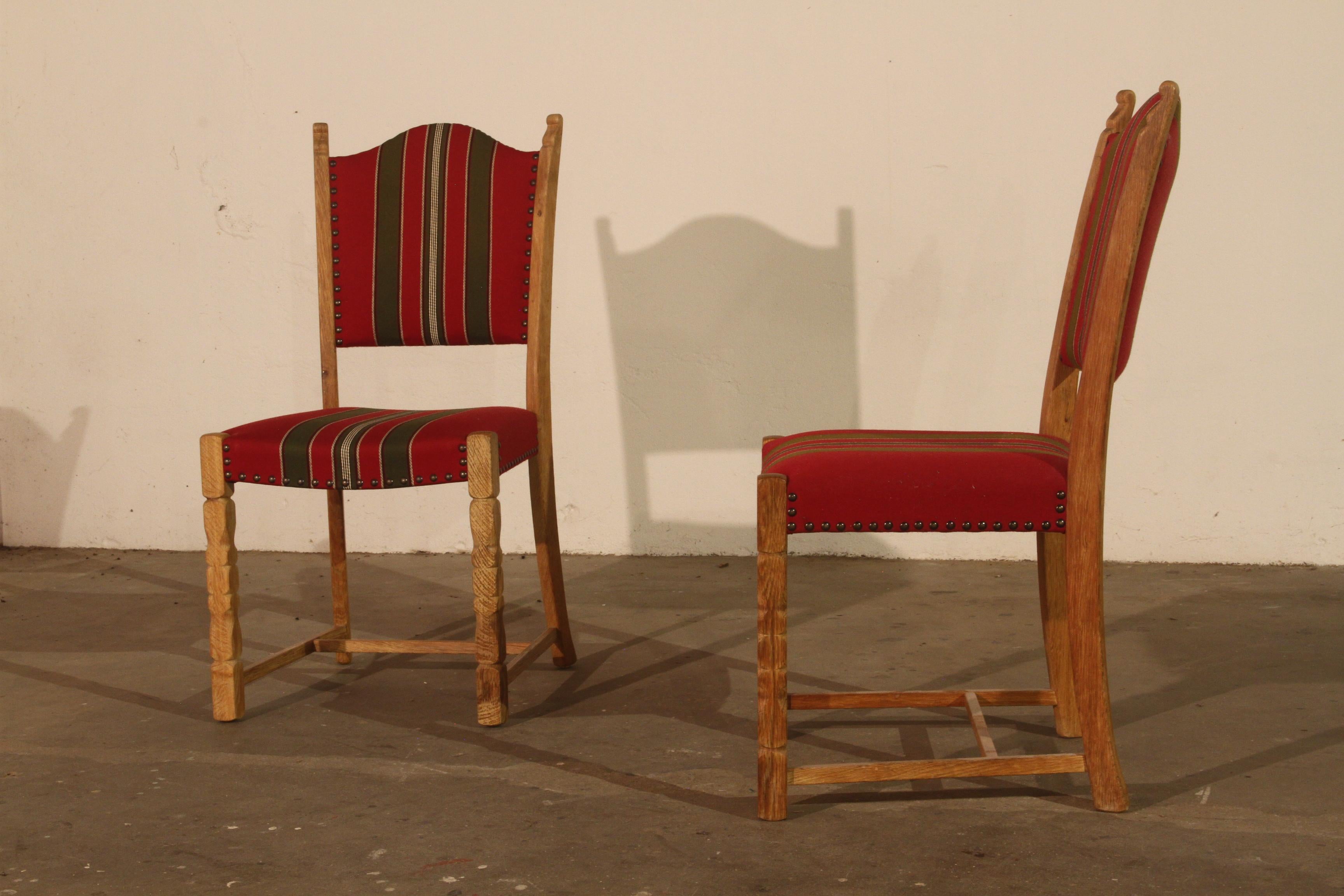 Mid-20th Century Vintage Danish Oak Dining Chairs x 9 in style of Henning Kjærnulf For Sale