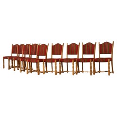 Vintage Danish Oak Dining Chairs x 9 im Stil von Henning Kjærnulf