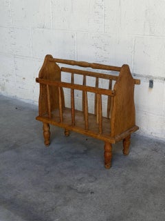 Vintage Danish Oak Magazine Rack Newspaper Holder Magazine Stand
