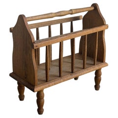 Vintage Danish Oak Magazine Rack Newspaper Holder Magazine Stand