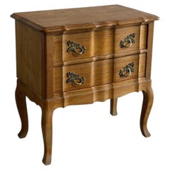 Vintage Danish Oak Nightstand End Table w Serpentine Drawers Scandinavian Style