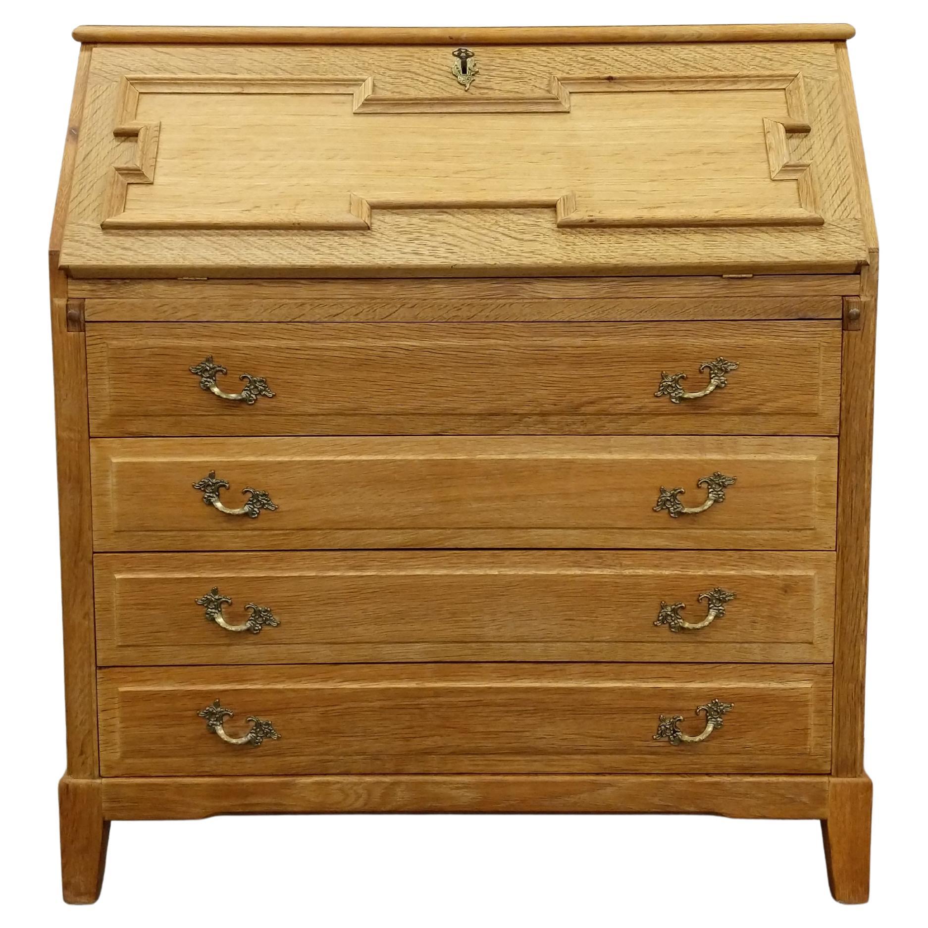 Vintage Danish Oak Secretary Desk