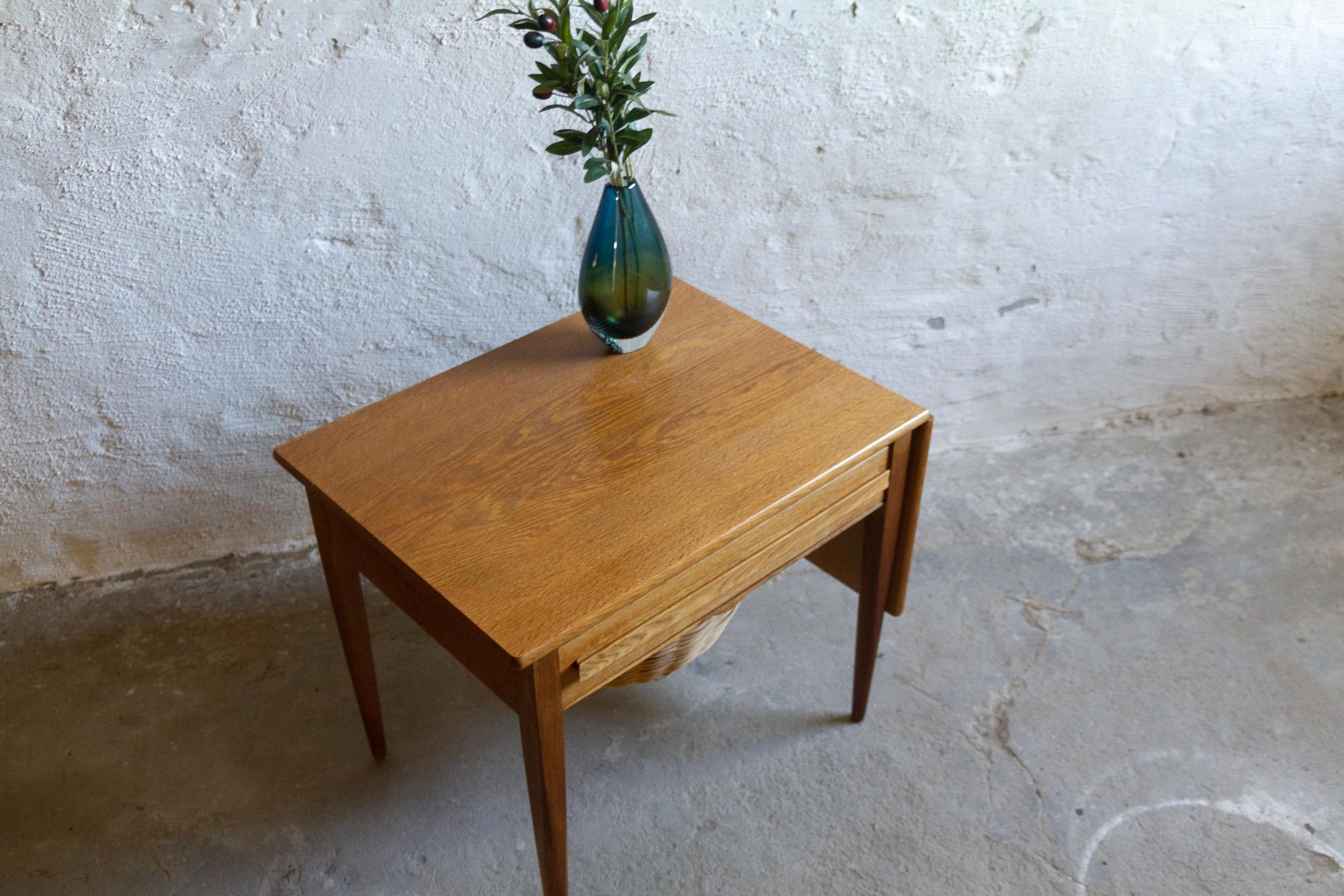 Vintage Danish Oak Sewing Table by Johannes Andersen, 1960s 10