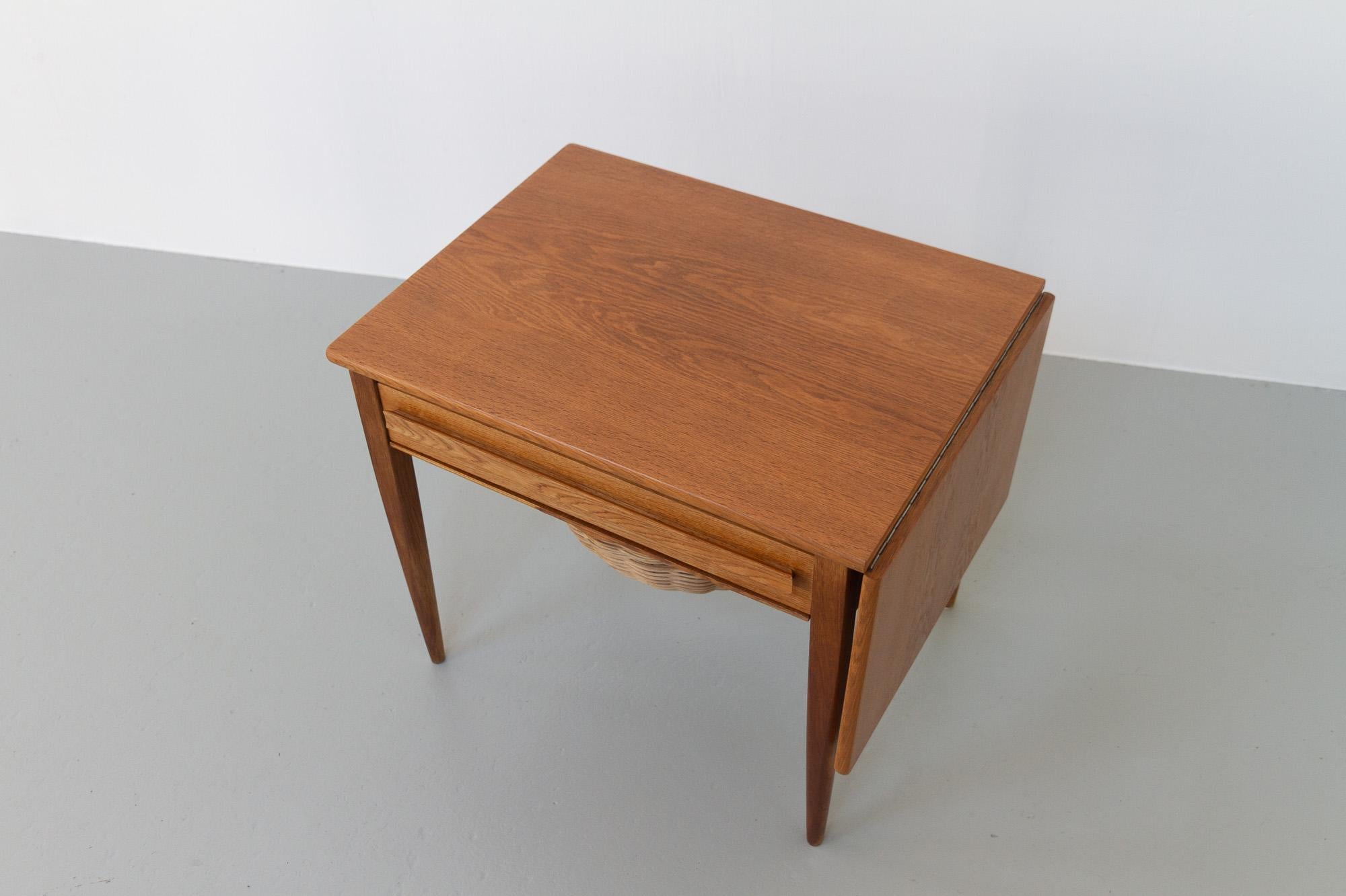 Scandinavian Modern Vintage Danish Oak Sewing Table by Johannes Andersen, 1960s