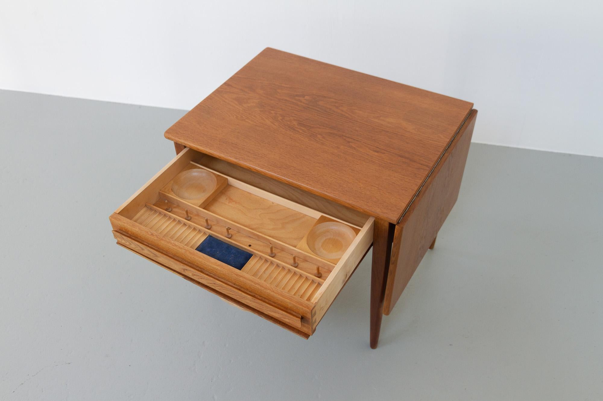 Mid-20th Century Vintage Danish Oak Sewing Table by Johannes Andersen, 1960s