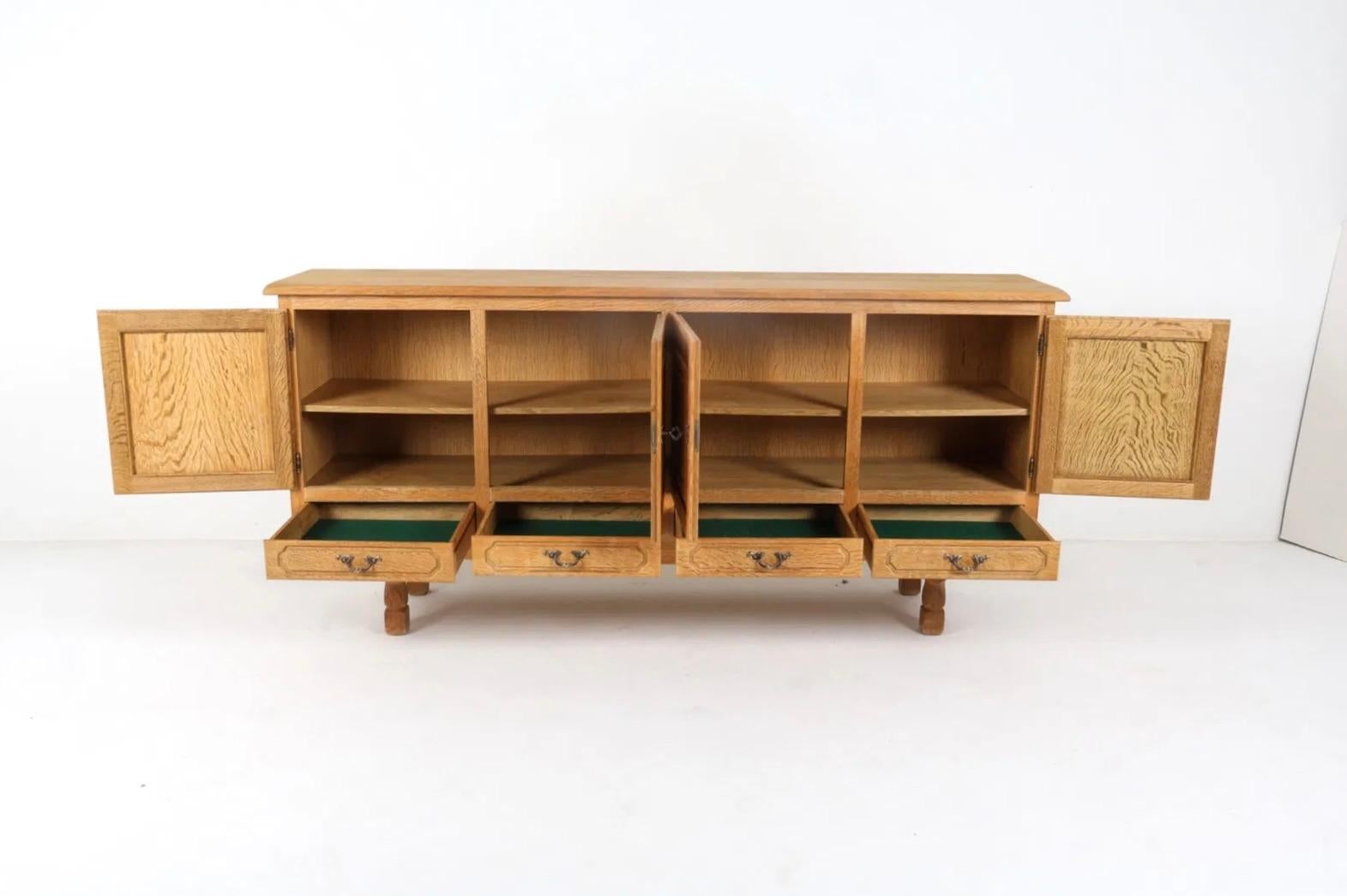 Scandinavian Modern Vintage Danish Oak Sideboard Attributed to Henning Kjaernulf, 1970s For Sale