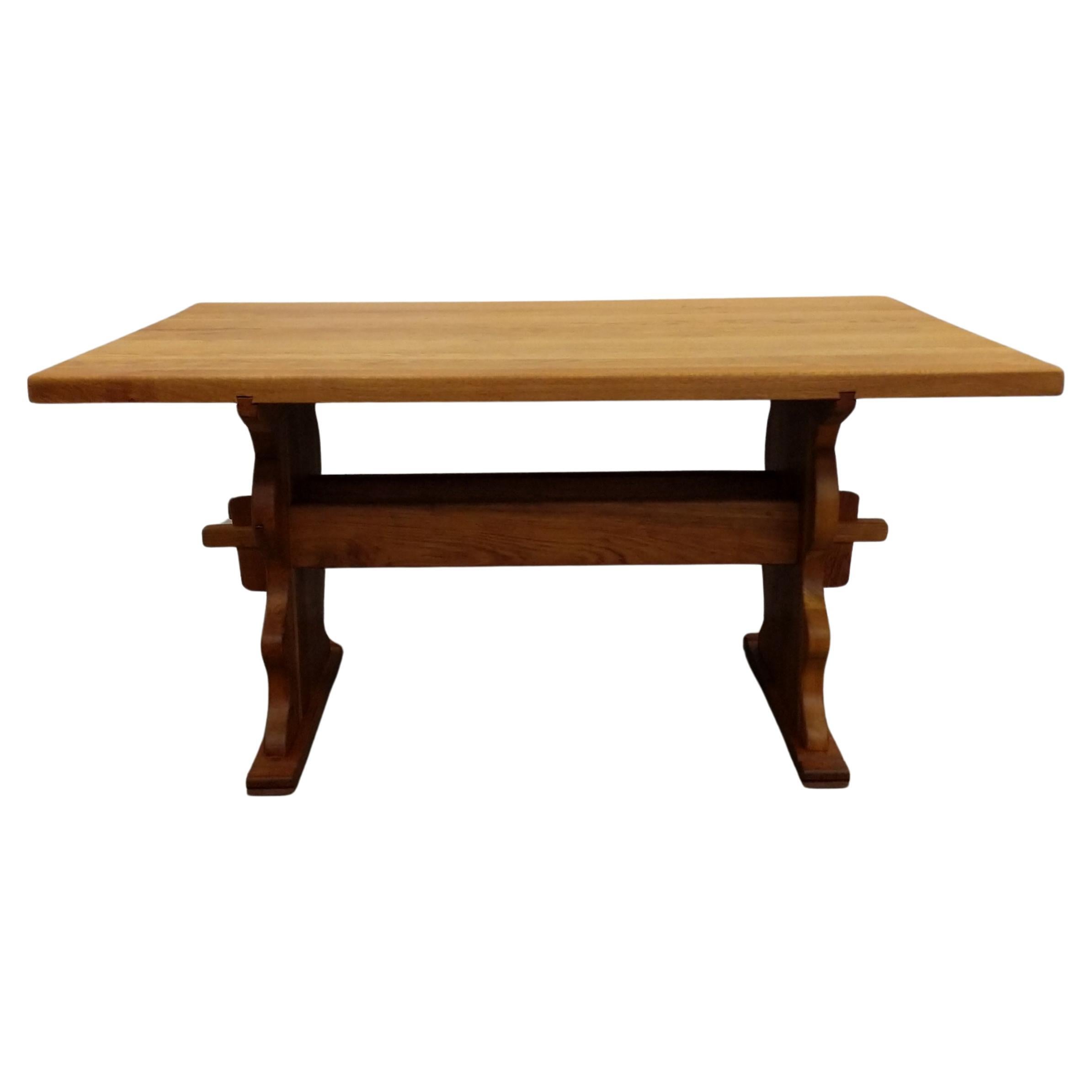 Vintage Danish Oak Trestle Dining Table For Sale