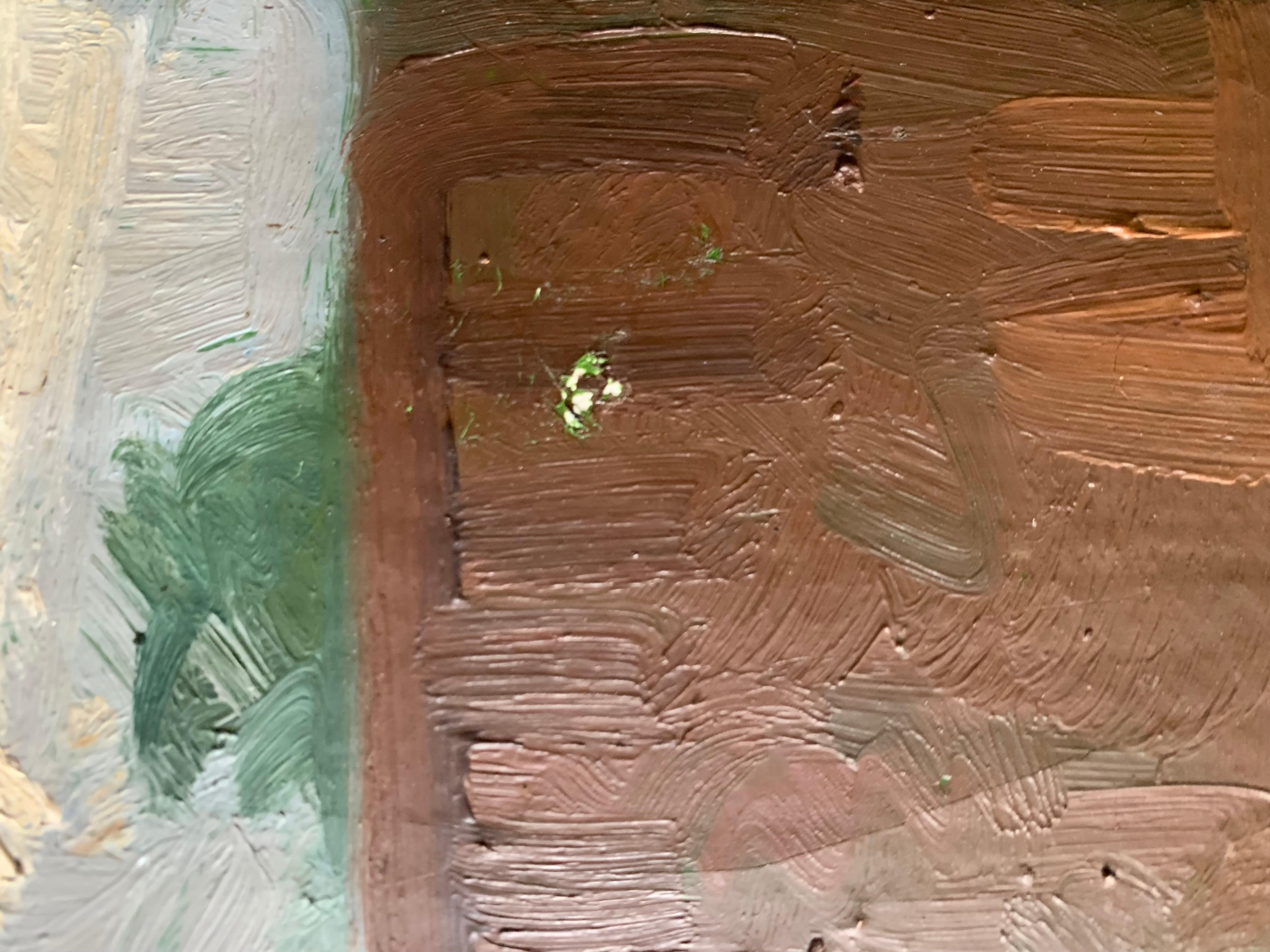 Quadro danese d'epoca a olio su tela raffigurante una fattoria di Herman Madsen (1898-1979) in vendita 4