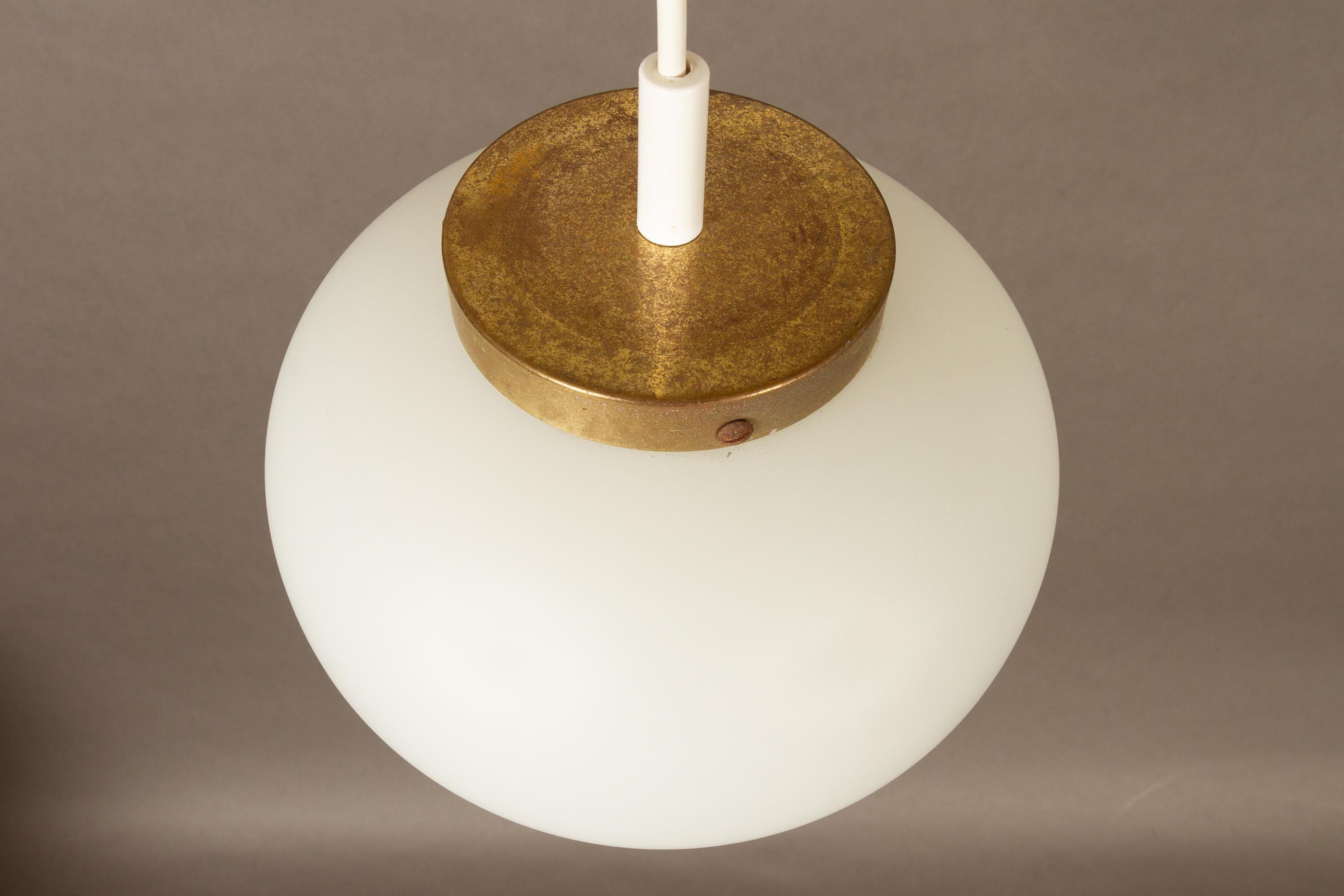 Vintage Danish Opal Ceiling Lamp, 1950s In Good Condition In Asaa, DK